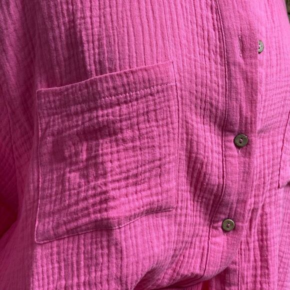 She + Sky Pink Gauze Button Down & Short Set Size Small NEW - Picture 3 of 11